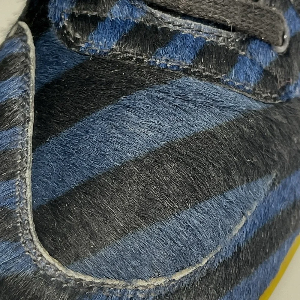 Gucci Mens Blue Black Calf Hair Leather High Top Limited Shoe Sneaker UK6.5 US 7